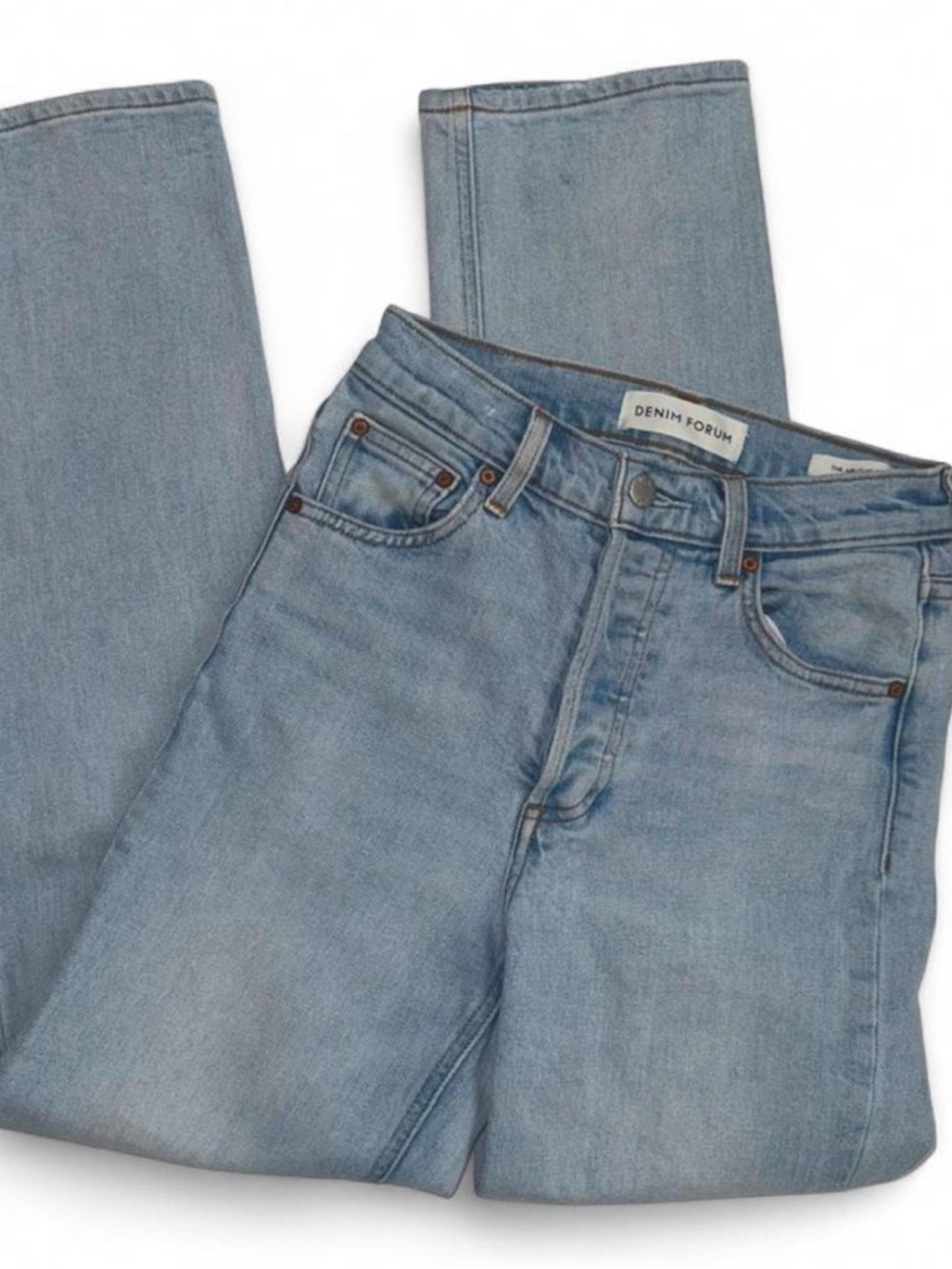 Denim Forum Light Wash Straight Leg Jeans